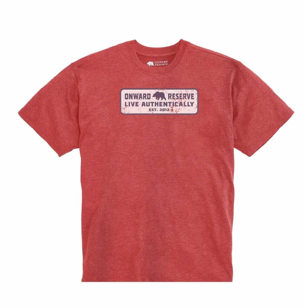 NEW ONWARD RESERVE men's live authentically vintage wash tee in red